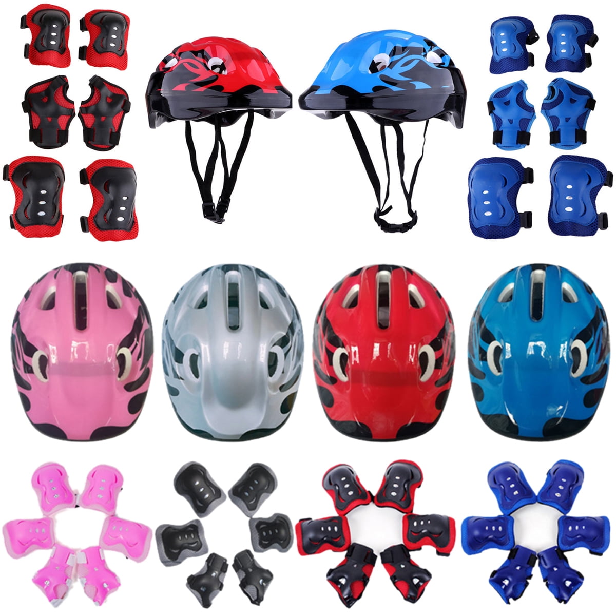 Protective Boys Girls Cycling Bike Kids Safety Helmet & Pads 5-12 Year Bicycle 