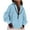 Light Blue, variant on 2025 New Fashion Plus Size European And American Women's Solid Color Loose Long Sleeved V-neck Sweatshirt Long Sleeved V-neck Top/shirt