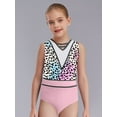 thumbnail image 6 of iiniim Kids Girls Patchwork Printed Dance Leotard Figure Skating Performance Costume Shiny Rhinestone Bodysuit Leopard 6, 6 of 7
