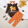 thumbnail image 2 of CAICJ98 Thanksgiving Outfits Baby Girl My First Thanksgiving Long Sleeve Romper+Polka Dot Pant+Headband Baby Girl Thanksgiving Clothes Set, Size 9-12 Months, 2 of 9