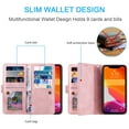 thumbnail image 2 of Dteck 9 Card Slots Wallet Case for Apple iPhone 12 Pro Max 6.7-inch,Hybrid Magnetic PU Leather Zipper Kicstand Shockproof Rubber Full Protector Cover with Strap,Rosegold, 2 of 7