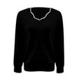 thumbnail image 4 of Women's Solid Color V-Neck Knit Sweater, Lightweight Long Sleeve Pullover Top, Cozy Casual Fall Outfit 2025, Simple and Elegant Loose Fit Tops for Daily Wear Dark Gray M, 4 of 5