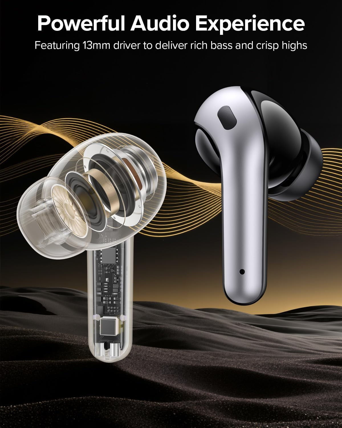 TAGRY Bluetooth Headphones True Wireless Earbuds 60H Playback LED Power Display Earphones with Wireless Charging Case IPX5 Waterproof in-Ear Ear buds with Mic for TV Smart Phone Laptop