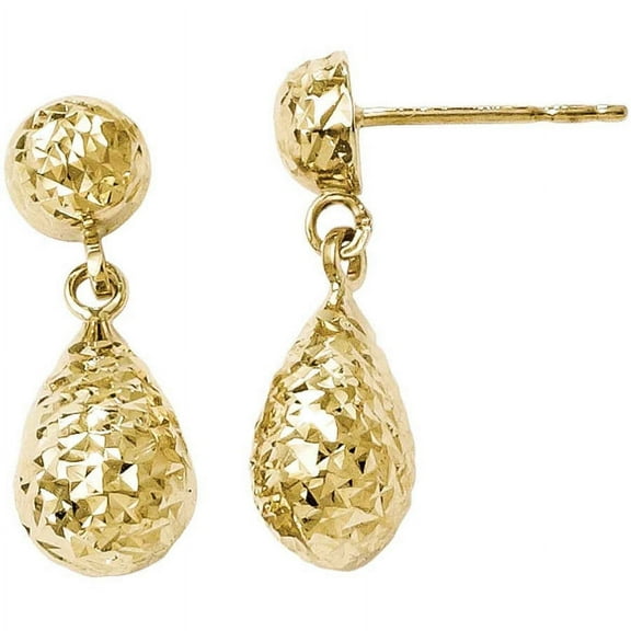 Primal Gold 10 Karat Yellow Gold Diamond-cut Post Dangle Earrings