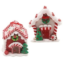 TEHAUX Resin Gingerbread House Hanging Ornaments, Assorted Colors, Christmas Holiday Decor, 2 Pieces