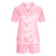 thumbnail image 4 of Pijama informal de poliéster para mujer, blusa lisa de manga corta con cuello vuelto, pantalones cortos a la moda, 4 of 8