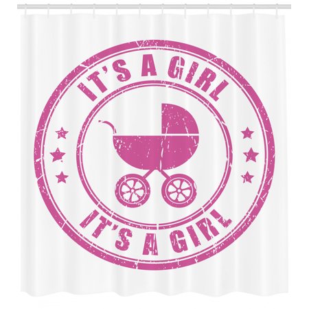 Gender Reveal Decorations Shower Curtain Grunge It S A Girl Stamp