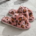 thumbnail image 2 of Womens Leopard Fuzzy Slippers Ladies Fashion Casual Memory Foam Open Toe House Shoes for Indoor and Outdoor Winter Warm Slip on, 2 of 7