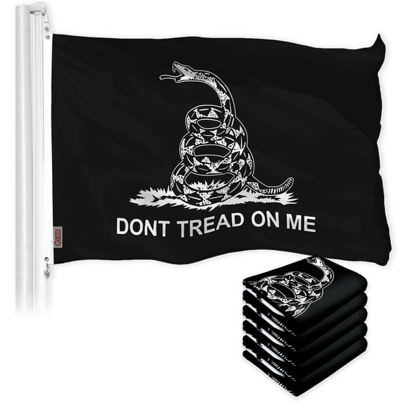 Gadsden Black and White Flag 3x5FT 5-Pack Printed 150D Polyester By G128