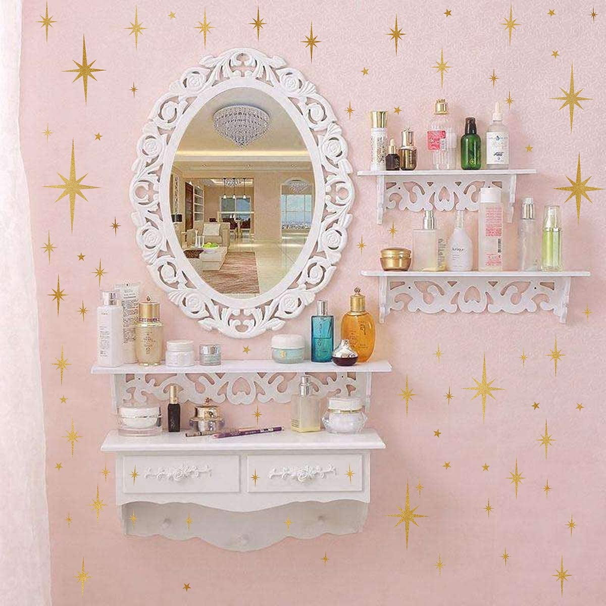Star Wall Stickers Girls Room Wall Decals (116pcs) Sparkle Wall Sticker Stick and Peel Stars Stickers-6 Sizes image 5