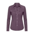 thumbnail image 4 of Yigetop Womens Work Tops Velvet Tops for Women Long Sleeve Button Down Shirts Blouse for Pocket Tunic Tops for Women Purple M, 4 of 4