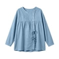 thumbnail image 3 of Klisyaur Womens Crew Neck Shirts Side Button Up Long Sleeve Tunic Tops Casual Loose Comfy Fall Winter Blouses, 3 of 8