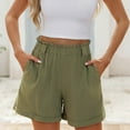 thumbnail image 4 of Womens Waist Summer High Shorts Cotton Waist Casual Women Shorts Elastic And Solid Women's Shorts, 4 of 5