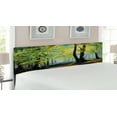 thumbnail image 2 of Country Headboard, Painting Landscape of a Forest Dark Deep with Fresh Colors in Autumn Nature Image, Upholstered Decorative Metal Bed Headboard with Memory Foam, King Size, Multicolor, by Ambesonne, 2 of 4