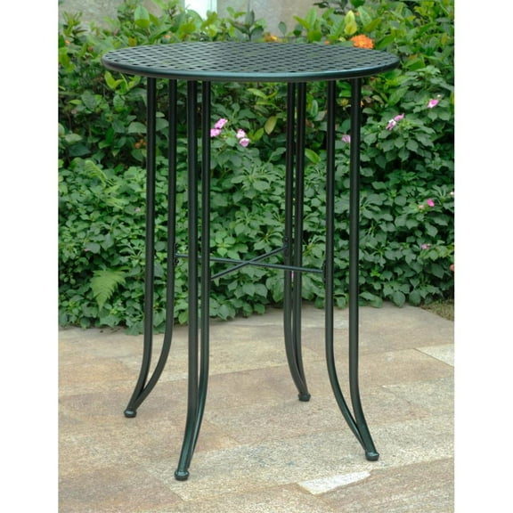 International Caravan Mandalay Iron Bar Height Round Table, Verdi Green