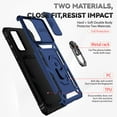 thumbnail image 2 of Heavy Duty Armor Case for Samsung Galaxy A73 5G, Rugged PC Soft TPU Military Grade Shockproof Metal Magnetic Car Mount Shockproof Cover with Camera Lens Sliding Ring Holder Bracket Case,Blue, 2 of 8