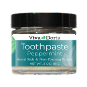 Viva Doria Flouride Free Natural Mineralizing Toothpaste - Peppermint (3 oz glass jar)