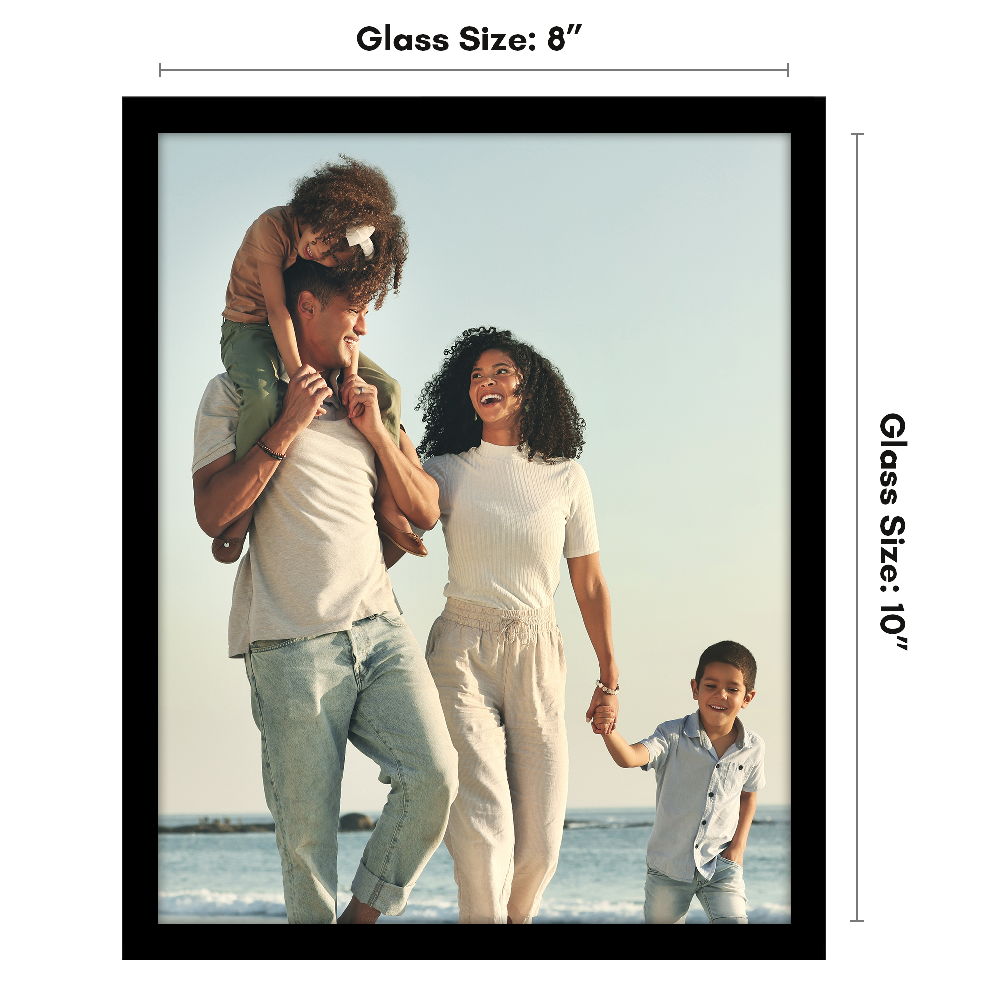 Americanflat 8x10 Picture Frame with Shatter-Resistant Glass Streamline Collection Thin Border Photo - Black