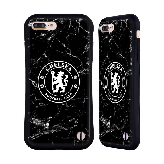 Head Case Designs Officially Licensed Chelsea Football Club Crest Black Marble Hybrid Case Compatible with Apple iPhone 7 Plus / iPhone 8 Plus