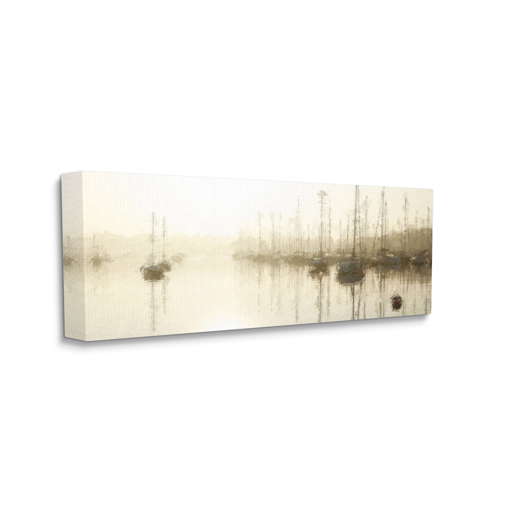 Stupell Impressionist Marina Boats Reflection Landscape Painting Gallery Wrapped Canvas Print Wall Art