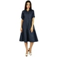 thumbnail image 3 of Bimba Womens Buttondown Cotton Shirt Dress With Pockets Casual Collar NeckCotton, 3 of 3