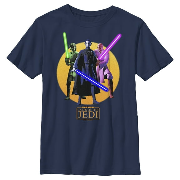 Boy's Star Wars: Tales of the Jedi Lightsaber Jedis  Graphic Tee Navy Blue X Large