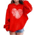 thumbnail image 2 of Girls Red Hoodie Oversized Graphic Pullover Fingerprint Heart Sweatshirt for Kids Youth,Size 7 T, 2 of 8