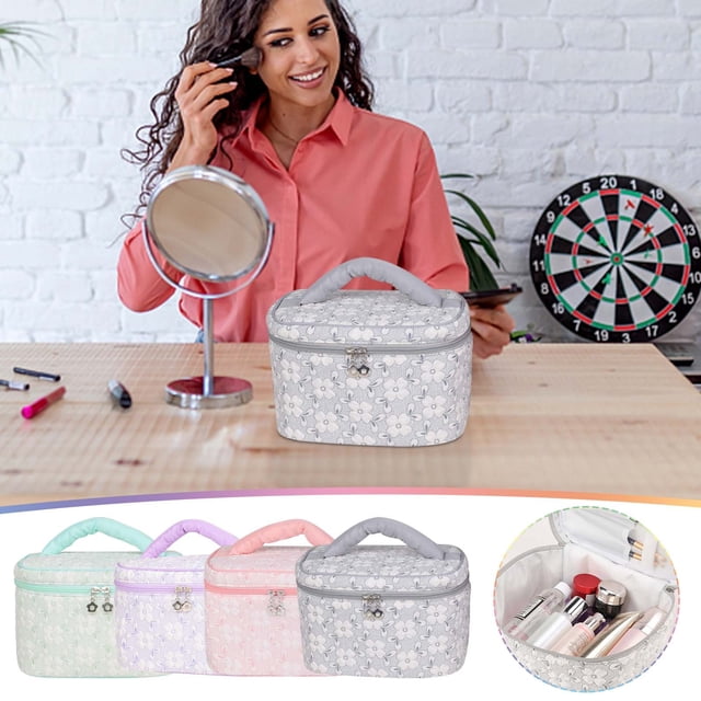 Fiudx Neceser de Viaje para Maquillaje, Organizador de Gran Capacidad, Elegante Almacenamiento para Brochas, Barrera Higiénica Transparente, Bolso de Mano Portátil, Almacenamiento de Belleza para Lle