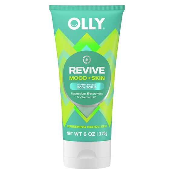 OLLY Revive Body Scrub Exfoliates & Repairs Skin Barrier Neroli Dew, 6 oz
