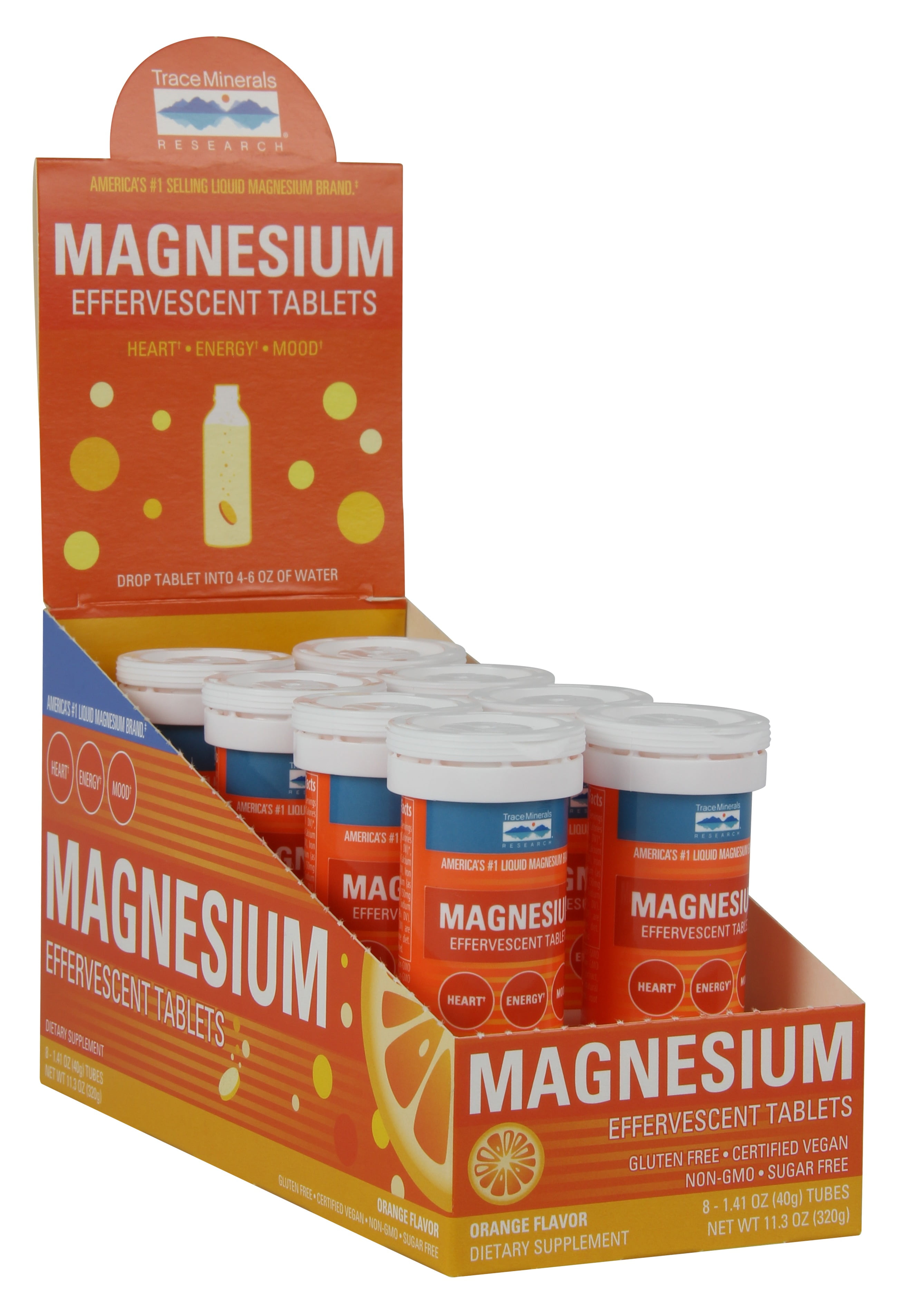 Trace Minerals Research Magnesium Effervescent Tablets Orange Flavor