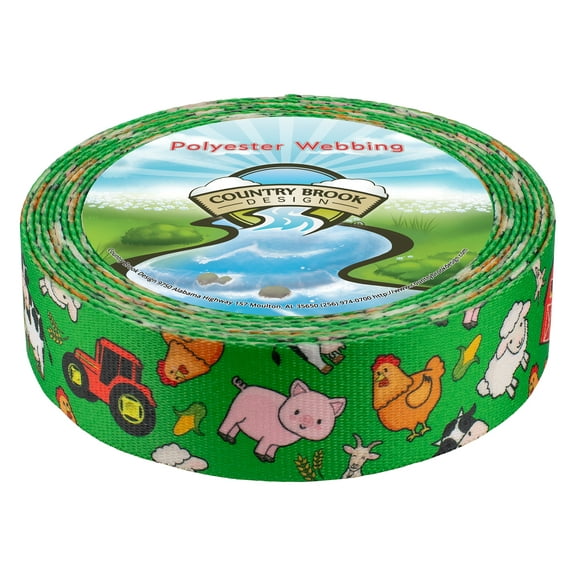 Country Brook Design - Farm Life Y'all Polyester Webbing (1 1/2 Inch, 50 Yards)