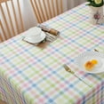 thumbnail image 5 of Spring Easter Tablecloth Rectangle Green Blue White Pastel Buffalo Check Plaid Table Cloth - 60 X 84 Oblong Polyester Gingham Table Cover Countryside Reusable Waterproof for Summer Party Picnic Dinner, 5 of 6