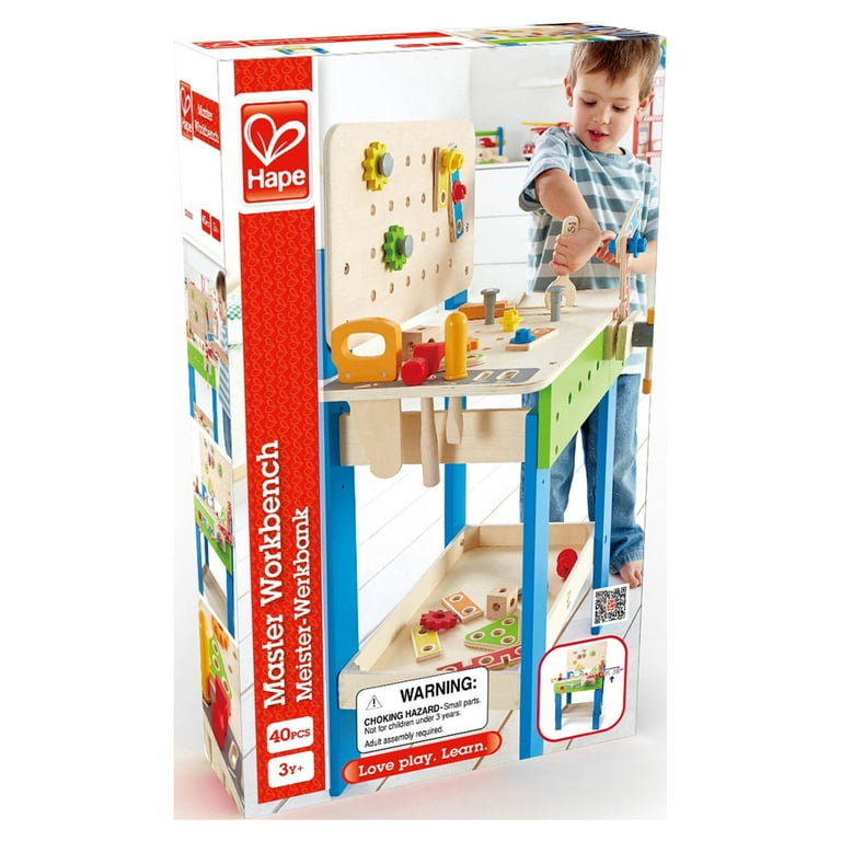 Master Workbench by Hape Award Winning Kid s Wooden Tool Bench Toy Pretend Play Creative Building Set Height Adjustable 35 Piece Workshop Gift Idea for Toddlers Kids Ages 3 Walmart