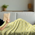 thumbnail image 3 of Yellow Polka Dot Soft Flannel Fleece Throw Blanket, Energetic Pattern of Round Motifs Simple and Design, Cozy Plush for Indoor and Outdoor Use, 60" x 80", Pastel Yellow and White, by Ambesonne, 3 of 5