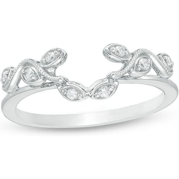beryl_creation 0.50 Cttw Round Cz Diamond Vine Vintage Style Solitaire Enhancer Wrap Ring For Women's 14K White Gold Over-8.5
