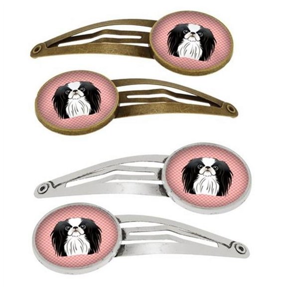 Carolines Treasures BB1230HCS4 Checkerboard Pink Japanese Chin Barrettes Hair Clips, Set of 4