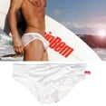 thumbnail image 3 of Maillot de Bain Transparent pour Hommes, Short de Bain Sexy Taille Basse Gay Rouge L, 3 of 6