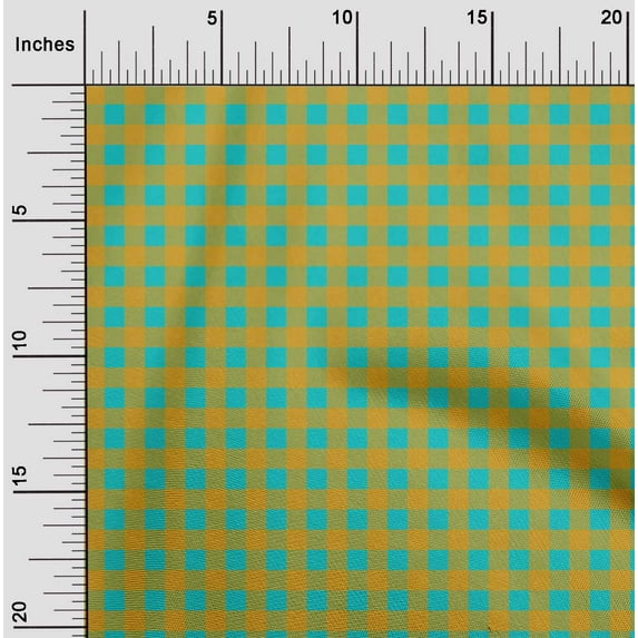 oneOone Organic Cotton Poplin Twill Fabric Gingham Check Printed Craft Fabric BTY 42 Inch Wide