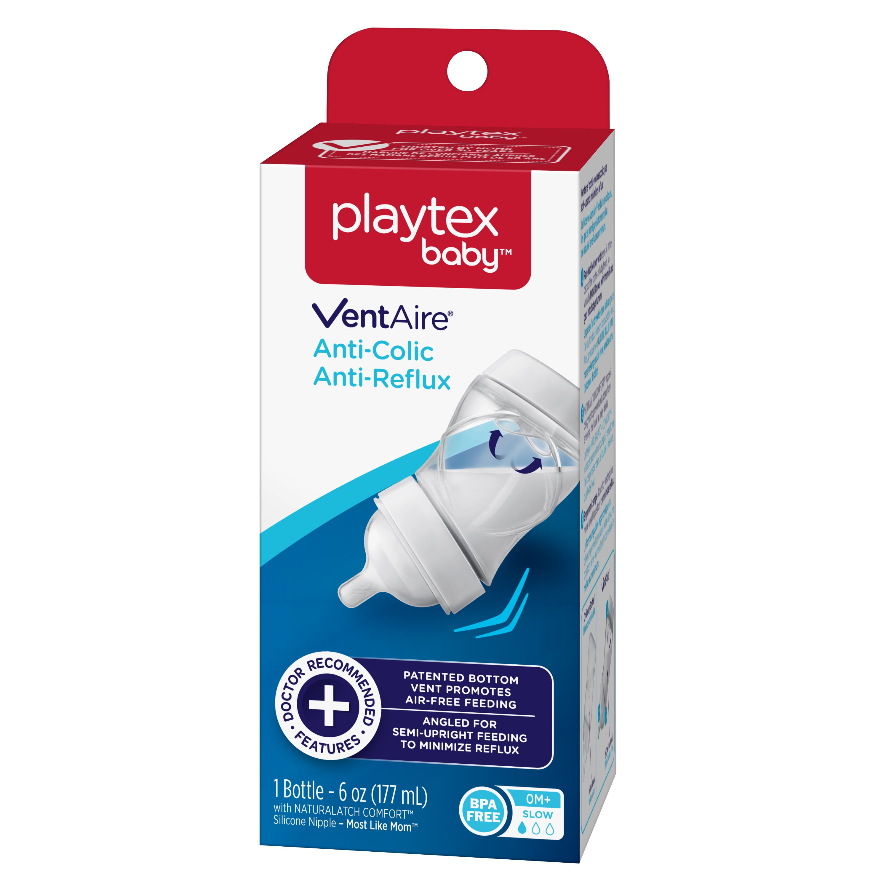 Playtex Baby VentAire Complete Tummy Comfort Baby Bottle, 6 oz, 1 Pack 