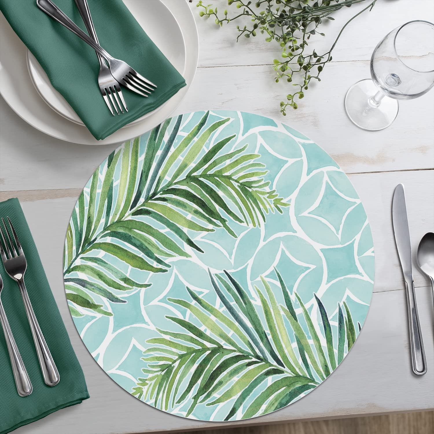 Pastel green color clear Placemat by PalitraArt