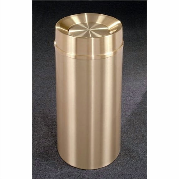 Sturdy Essentials Glaro Atlantis WasteMaster 16 Gallon Trash Receptacle | Heavy-Duty Brass & Aluminum | Rust & Tarnish Resistant | Stylish & Durable for Commercial Use - (Tip Action Top)