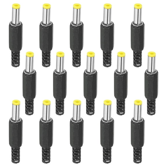 Uxcell 5.5x2.5mm DC Male Plug Power Supply Ends, 15 Pack DIY DC Barrel Connector Yellow