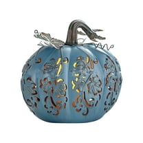 Halloween Pumpkin Decorations Indoor Halloween Figurines Mantel Decor, Waterproof Resin Pumpkin Decor for Winter New Year Party Hanging Decorations Fits Home Deccor(Sky Blue,7.9x7.1")