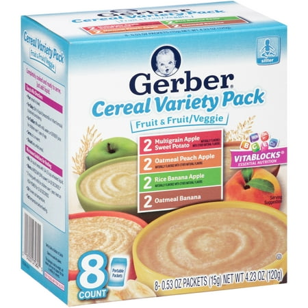 Gerber Baby Cereal Variety Pack, 0.53 oz Packets (Pack of 8) - Walmart.com