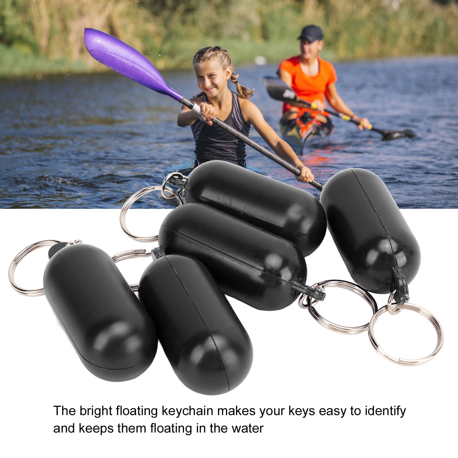 Porte-clés Flottant Forme Pilule – Lot De 5, En ABS, Pour Bateau, Pêche, Kayak, Sports Nautiques