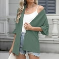 thumbnail image 5 of BiZtdJrK Womens Ruffles 3/4 Sleeve Cardigans Casual Textured Open Front Shrugs Jacket Lightweight Loose Beach Cover Ups Army Green M Mother's Day Gifts, 5 of 9