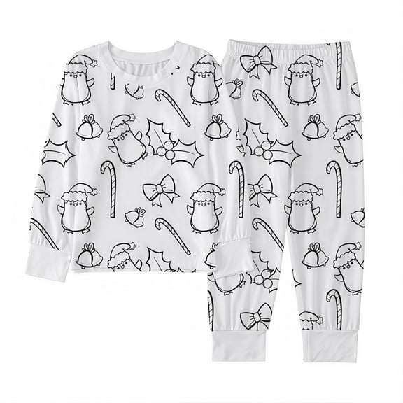 FAWUUDO Christmas Colorable Pajamas Sets 2 Piece Hand Painted Sleeppwear Holiday Coloring Your Own Clothing