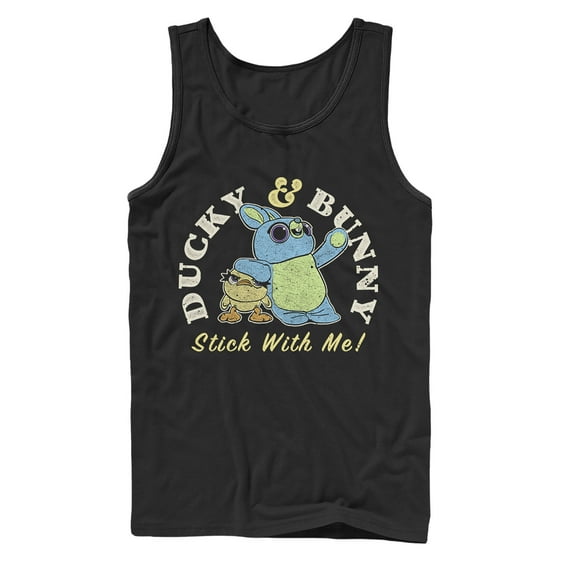 Men's Toy Story Ducky & Bunny Stick With It Motto  Tank Top Black Small