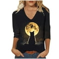 thumbnail image 2 of PNTUTB Women's Fashion Casual Cute Tops Halloween Printed 3/4 Sleeve V Neck Tops Comfortable Blouse, 2 of 6