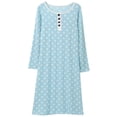 thumbnail image 5 of EFINNY Women's Nightgown Long Sleeve Soft Comfy Sleepwear Henley Neck Button Down Nightdress Retro Polka Dot Mid-Length Nightshirt,S, 5 of 6